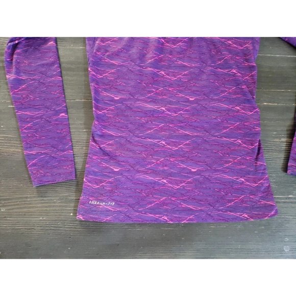 Nike Pro Combat Shirt Purple Dri Fit Fitted 1/4 Zip Thumb Holes Logo Women Sz S - Picture 4 of 15